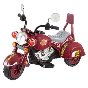 Lil’ Rider Kids Motorcycle Ride On Toy – 3-Wheel Chopper with Reverse and Headlights – Battery Powered Motorbike for Kids 3 and Up (Maroon) (80-YJ119MAR)