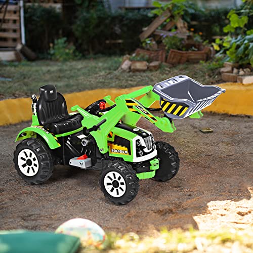 OLAKIDS 12V Kids Ride On Excavator Digger Cart, Battery Powered Construction Tractor with Working Bucket, Horn, Battery Powered Front Loader Digger for Toddlers, Pretend Play Toy Car(Green) | The Storepaperoomates Retail Market - Fast Affordable Shopping