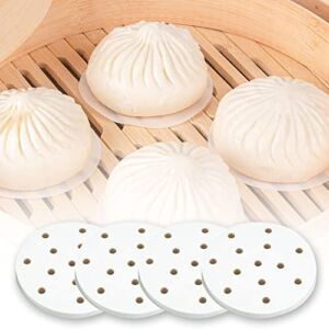 400Pcs Small Bamboo Steamer Liners, Non-stick Mini Steam Paper for Steamed Buns Dumplings(4in)