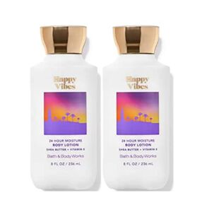 Bath and Body Works Happy Vibes Super Smooth Body Lotion Sets Gift For Women 8 Oz -2 Pack (Happy Vibes)