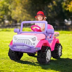 Simply-ME Kids Ride On Car 4-Wheel Battery Motorized Vehicles 12V Ride On Truck Electric Children Car W/ MP3 Player,Remote Control,LED Headlights & Horn