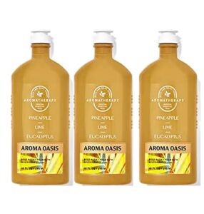 Bath & Body Works Aromatherapy Pineapple Lime Eucalyptus Body Wash & Foam Bath, Gift Sets 10 fl oz per Bottle (3 Pack) (Pineapple Lime Eucalyptus)