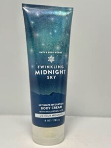 Bath and Body Works Twinkling Midnight Sky 24 Hour Moisture Body Cream 8 Ounce May Be English or / French Bilingual Label Limited Edition Scent