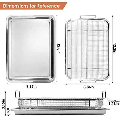 Eyourlife 2 Piece Stainless Steel Air Fryer Basket for Oven, Crisper Tray and Basket for Oven 13 x 9.6 Inch, Oven Air Fry Mesh Basket Set, Air Fryer Oven Basket for Fries/Bacon/Chicken(Silver) | The Storepaperoomates Retail Market - Fast Affordable Shopping