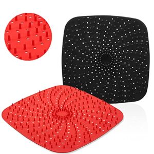 Reusable Air Fryer Liners with Raised Silicone | Patented Product | BPA Free Non-Stick Silicone Air Fryer Mats | Air Fryer Silicone Tray Accessories | 2 Size Options – 8 Inch Square