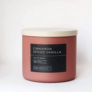 Bath & Body Works, White Barn 3-Wick Candle w/Essential Oils – 14.5 oz – 2022 Spring Scents! (Cinnamon Spiced Vanilla)
