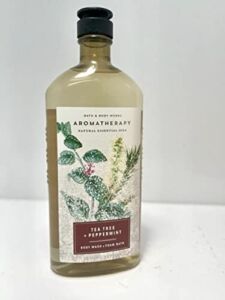 Bath and Body Works Aromatherapy Inspire Tea Tree and Peppermint Body Wash Foam Bath 10 Ounce Full Size Red with Winter Sprigs Label