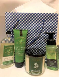 Bath and Body Works Eucalyptus Spearmint Ultimate Gift Set, 3 Wick Candle, Full Size Body Cream, Shower Gel, Foaming Hand Soap and Gingham Gift Bag with Tissue