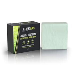 Hemp & Eucalyptus Oil Bar Soap – 4 Oz. Natural Muscle-Soothing Body Soap with Cooling Menthol for Women & Men – Daily or Post-Workout Pain Relief Vegan Soap Bar to Calm, Hydrate, & Clean by Athletabis