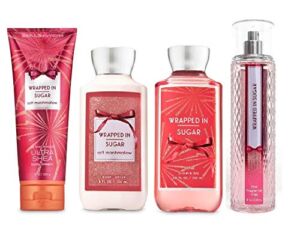 Bath and Body Works Wrapped In Sugar Deluxe Gift Set Body Lotion – Body Cream – Fragrance Mist and Shower Gel – Full Size
