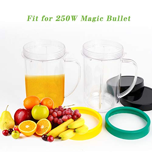 16OZ Replacement Cups for Magic Bullet, 6Pcs/Set Parts Compatible with 250W Magic Bullet Blender MB1001, Include 16oz Mug Cups with Handle, Stay Fresh Lids, Colored Lips Rings | The Storepaperoomates Retail Market - Fast Affordable Shopping