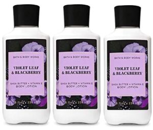 Bath and Body Works VIOLET LEAF & BLACKBERRY Value Pack – Lot of 3 Body Lotions – Full Size