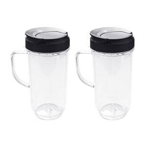 Blender Cups Replacement 22 oz Tall Cup includes Flip Top To Go Lid Replacement Part Compatible with 250W Magic Bullet MB 1001 Blenders(2pack)