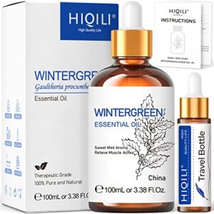 HIQILI Wintergreen Essential Oil,100% Pure Natural Therapeutic Grade,for Diffuser-Inhalation Therapy – 3.38 Fl Oz