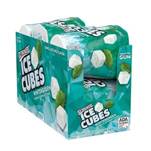 ICE BREAKERS ICE CUBES Wintergreen Sugar Free Chewing Gum, Made with Xylitol, 3.24 oz Cube Bottles (6 Count, 40 Pieces)
