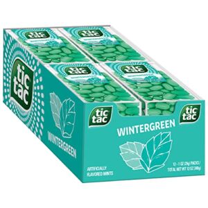 Tic Tac Wintergreen Breath Mints, On-The-Go Refreshment, Great for Holiday Stocking Stuffers, 1 oz, 12 Count