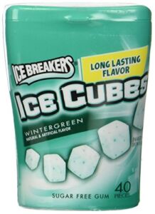 ICE BREAKERS ICE CUBES Sugar Free Wintergreen Gum, 40 Pieces (3.24-Ounce)