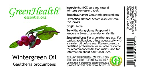 Wintergreen – 100% Pure Essential Oil – GreenHealth 16 fl oz (473 ml) Glass Bottle with Child Resistant Cap | The Storepaperoomates Retail Market - Fast Affordable Shopping