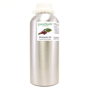 Wintergreen – 32 fl oz (946 ml) Aluminum Bottle w/ Plug Cap – 100% Pure Essential Oil – GreenHealth