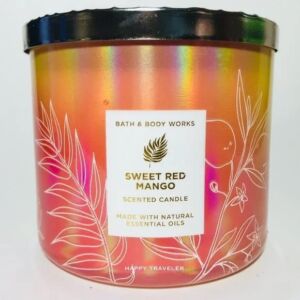 Bath & Body Works, White Barn 3-Wick Candle w/Essential Oils – 14.5 oz – 2022 Spring Scents! (Sweet Red Mango)