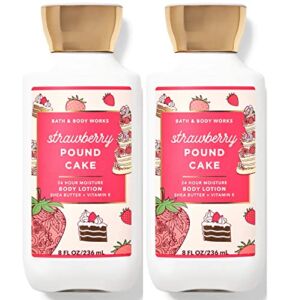 Bath and Body Works Super Smooth Body Lotion Sets Gift For Women 8 Oz -2 Pack (Strawberry Pound Cake)