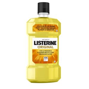 Listerine Original Antiseptic Oral Care Mouthwash to Kill 99% of Germs that Cause Bad Breath, Plaque and Gingivitis, ADA-Accepted Mouthwash, Original Flavor, 1 L