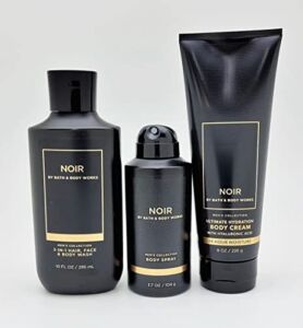 Bath & Body Works – Noir – For Men – 3 pc Bundle – 3-in-1 Hair, Face & Body Wash, Deodorizing Body Spray and Ultimate Hydration Body Cream – 2021