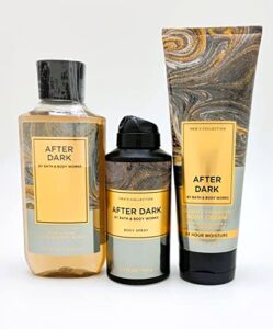 Bath & Body Works – After Dark – For Men – 3 pc Bundle – 3-in-1 Hair, Face & Body Wash, Deodorizing Body Spray and Ultimate Hydration Body Cream – 2022