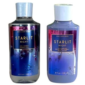 Bath and Body Works Gift Set of 10 oz Shower Gel and 8 oz Lotion (Starlit Night), Multicolor