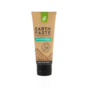 Redmond Earthpaste with Silver – Natural Non-Fluoride Toothpaste, 4 Ounce Tube (Wintergreen)