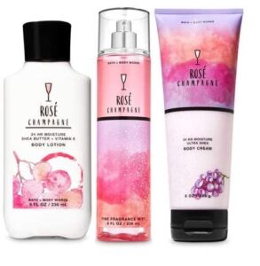 Bath and Body Works ROSE CHAMPAGNE – TRIO Gift Set – Body Cream – Fragrance Mist and Body Lotion – Full Size