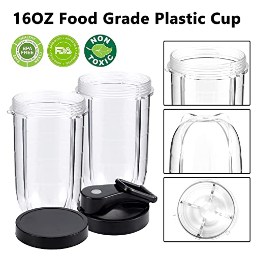 MB1001 16oz 7PCS Blender Replacement Parts 250W Compatible for Magic Bullet with blender cups & Premium Extractor Cross Blade & 2 Extra Gasket & Flip-Top To-Go Lid & Flat Lid MBR Series | The Storepaperoomates Retail Market - Fast Affordable Shopping