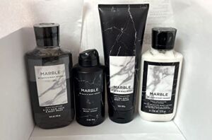 BATH AND BODY WORKS MARBLE FOR MEN DELUXE GIFT SET – Deodorizing Body Spray – Body Lotion – Body Wash & Body Cream – FULL SIZE
