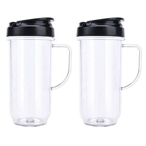 2 Pack Magic Bullet Blender Cups Tall 22oz Cup with Flip Top To-Go Lid Replacement Part Cup Mug with Handle Compatible with 250w MB1001 Magic Bullet Mugs & Cups Blender Milk Juicer Mixer Accessories