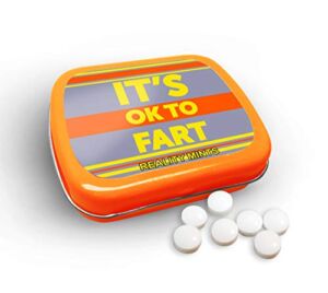 It’s OK to Fart Mints – Wintergreen Breath Mints – Novelty Candy Gift for Men – Hinged Collectible Tin of Sugar-Free Candy