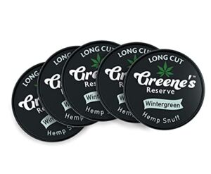 Greene’s Reserve Hemp Snuff (5 Pack) – Long Cut – Wintergreen Flavor – Healthy Chewing Alternative