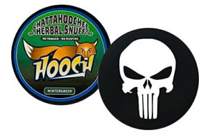 Hooch Herbal Snuff Wintergreen Rough Cut 1 Can with DC Crafts Nation Skin Can Cover – Skull