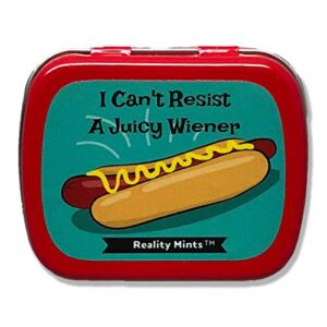 I Can’t Resist A Juicy Wiener Mints – Crazy Gift for Friends Funny Gifts for Coworkers Weird Stocking Stuffers for Adults Wintergreen Breath Mints Weird Office Gift Hot Dog Gifts Wiener Gifts