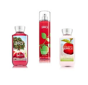 Bath & Body Works ~ Signature Collection ~ Country Apple ~ Shower Gel – Fine Fragrance Mist & Body Lotion Trio
