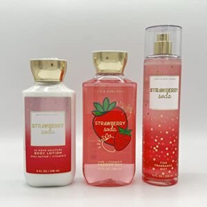 Bath & Body Works Strawberry Soda 3-Piece Bundle 8oz Body Lotion, 10oz Shower Gel and 8oz Fine Fragrance Mist