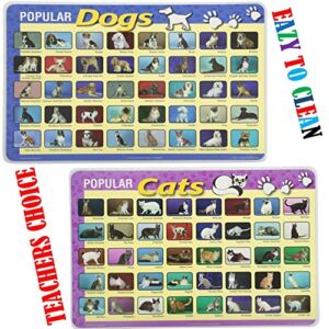 Painless Learning Educational Placemats for Kids Cats and Dogs Set of 2 Non Slip Washable