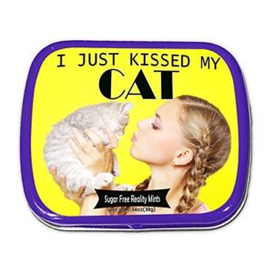 I Just Kissed My Cat Mints – Funny Gift for Cat Lovers – Crazy Cat Lady Gifts – Funny Mint Tins – Stocking Stuffers for Cat People – Wintergreen Mints by Gears Out