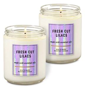 Bath & Body Works White Barn Fresh Cut Lilacs Single Wick Scented Candle with Essential oils 7 oz / 198 g each Pack of 2