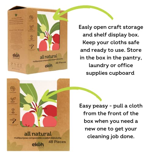 EKOH 48 Bulk Pack Reusable Dish Cloths – Cleaning Sponge Cloth – Multi Purpose Cloths in Dispenser Box – Swedish Dishcloths Wintergreen – Disposable Wipes for Kitchen, Home, Office or School | The Storepaperoomates Retail Market - Fast Affordable Shopping