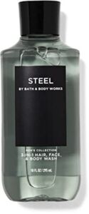 Bath and Body Works Steel Shower Gel For Men 10 Ounce Full Size 3-in-1 Hair Face & Body Wash