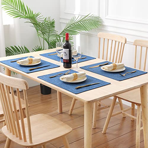Homaxy Cotton Linen Placemats for Dining Table Set of 6, Heat Resistant Washable Table Mats, Easy to Clean Place Mats, 13″ x 19″, Blue | The Storepaperoomates Retail Market - Fast Affordable Shopping