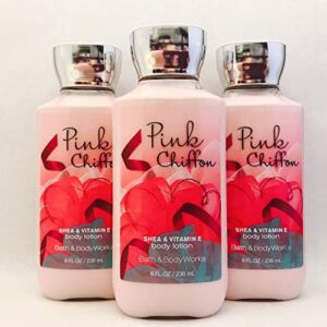 Lot of 3 Bath and Body Works Pink Chiffon Body Lotion 8 Ounce(3 Pack)