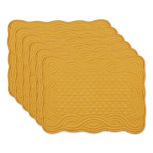DII Quilted Farmhouse Collection Tabletop, Placemat Set, Honey Gold, 6 Piece
