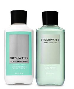 BATH AND BODY WORKS GIFT SET FRESHWATER FOR MEN – Body Wash & Body lotion – FULL SIZE