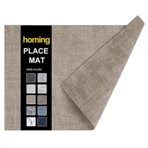homing Faux Leather Heat Resistant Placemats Set of 6 – Waterproof Wipeable Dining PU Place Mats for Indoor & Outdoor, Easy to Clean – Camel